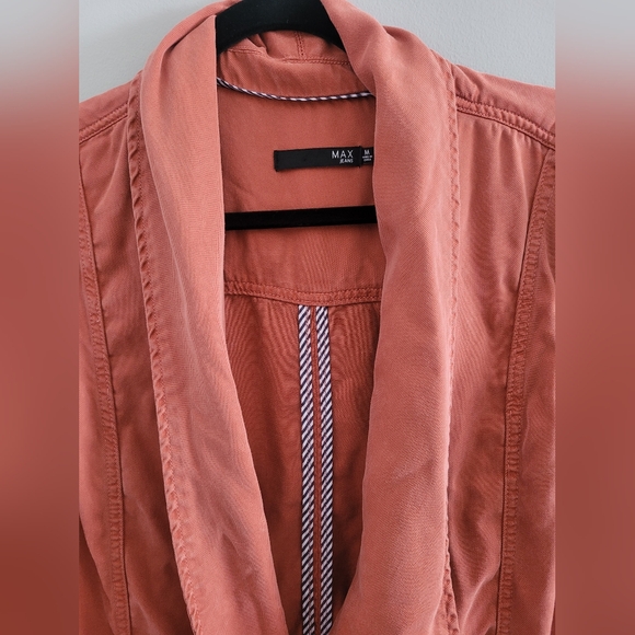 Max Jeans 100%Tencel Draped Drawstring Long Duster Cardigan Terracotta Medium - Picture 4 of 16